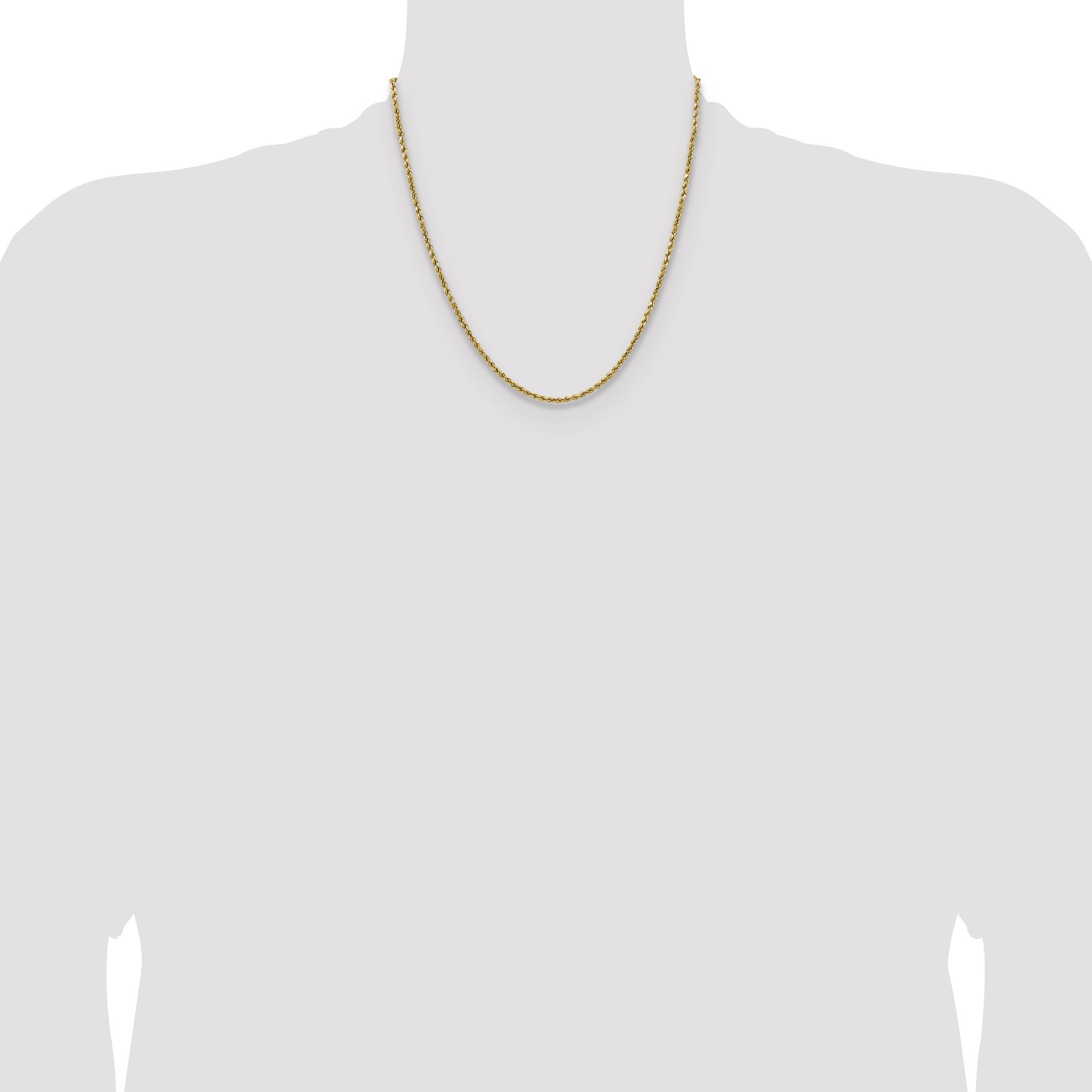 14K 20 inch 2.5mm Semi Solid Diamond-cut Rope with Lobster Clasp Chain