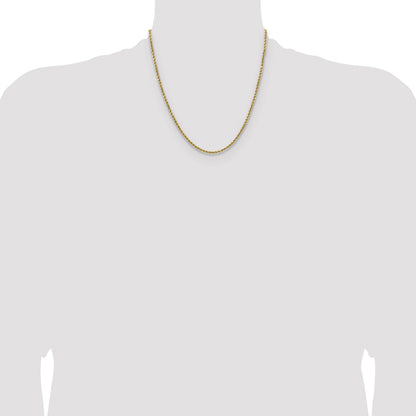 14K 20 inch 2.5mm Semi Solid Diamond-cut Rope with Lobster Clasp Chain