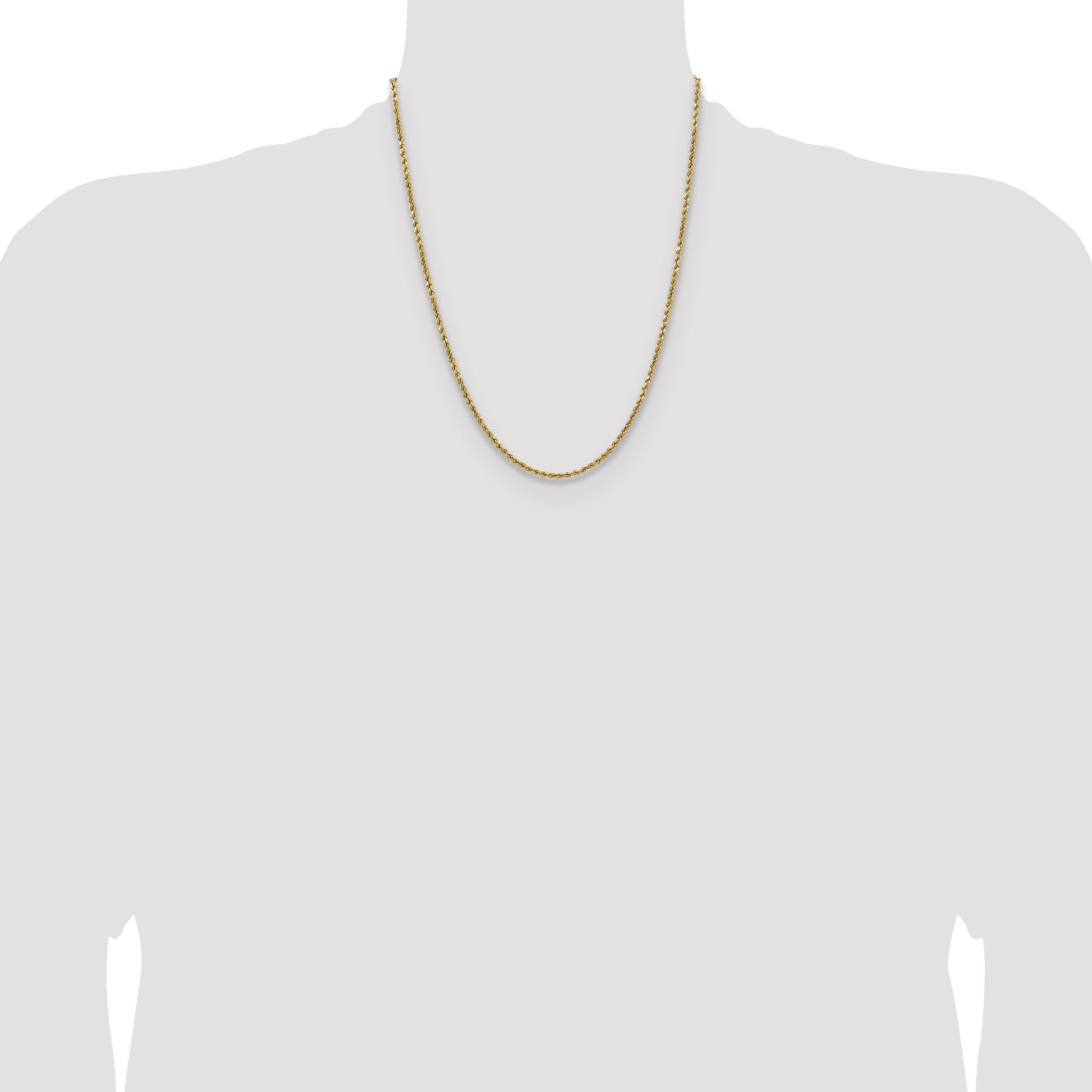 14K 22 inch 2.5mm Semi Solid Diamond-cut Rope with Lobster Clasp Chain