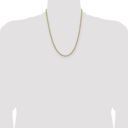 14K 22 inch 2.5mm Semi Solid Diamond-cut Rope with Lobster Clasp Chain
