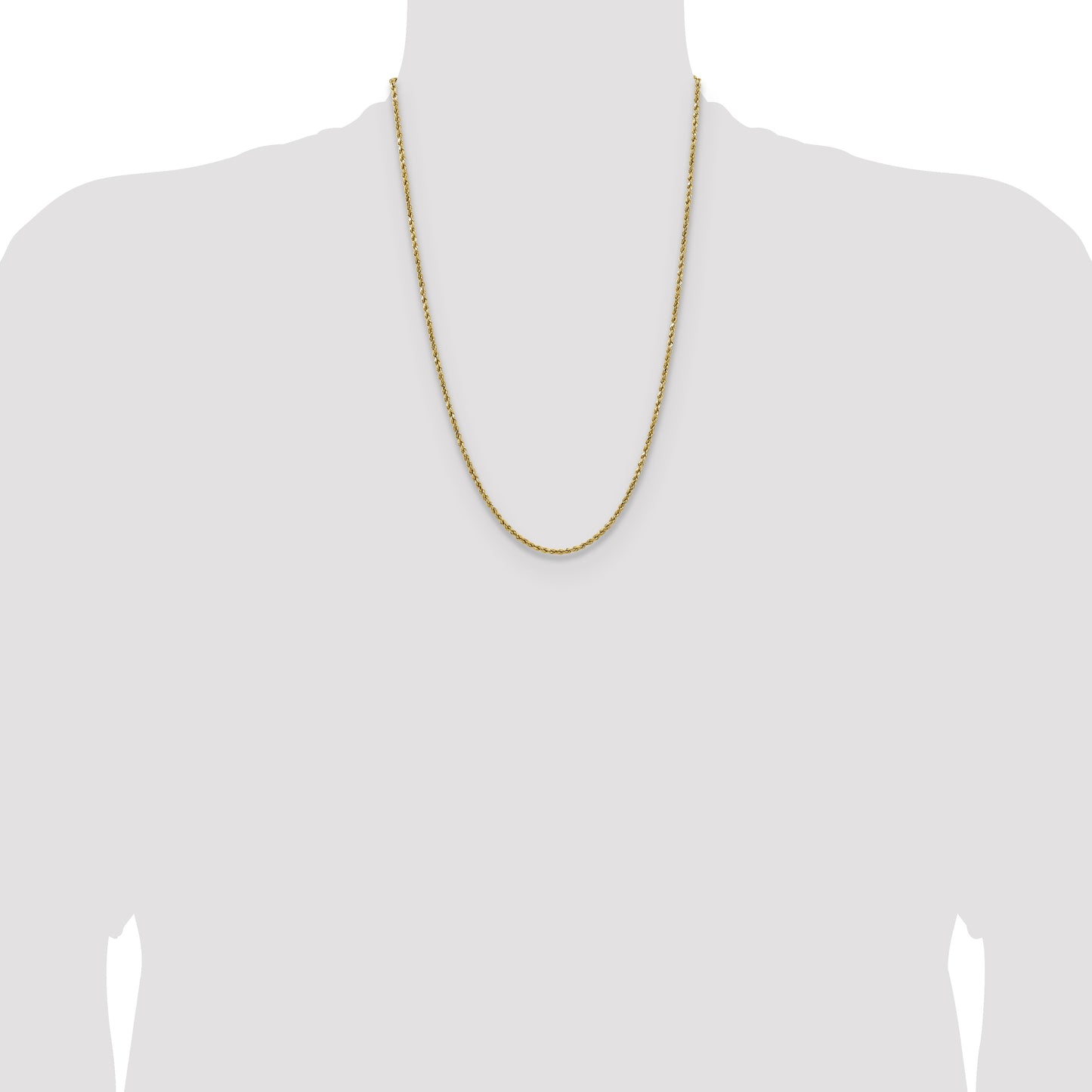 14K 24 inch 2.5mm Semi Solid Diamond-cut Rope with Lobster Clasp Chain