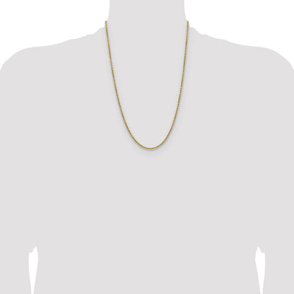 14K 24 inch 2.5mm Semi Solid Diamond-cut Rope with Lobster Clasp Chain