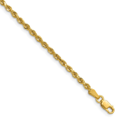 14K 22 inch 2.5mm Semi Solid Diamond-cut Rope with Lobster Clasp Chain
