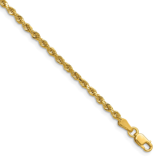 14K 18 inch 2.5mm Semi Solid Diamond-cut Rope with Lobster Clasp Chain