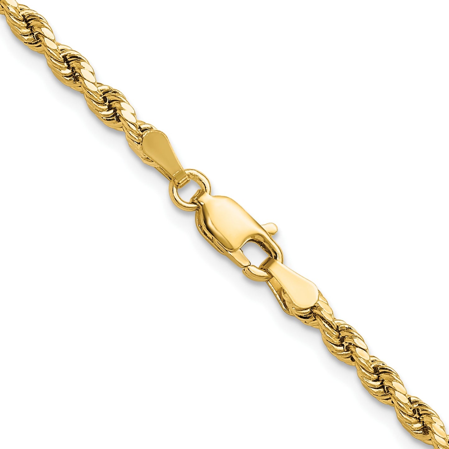 14K 22 inch 3mm Semi Solid Diamond-cut Rope with Lobster Clasp Chain