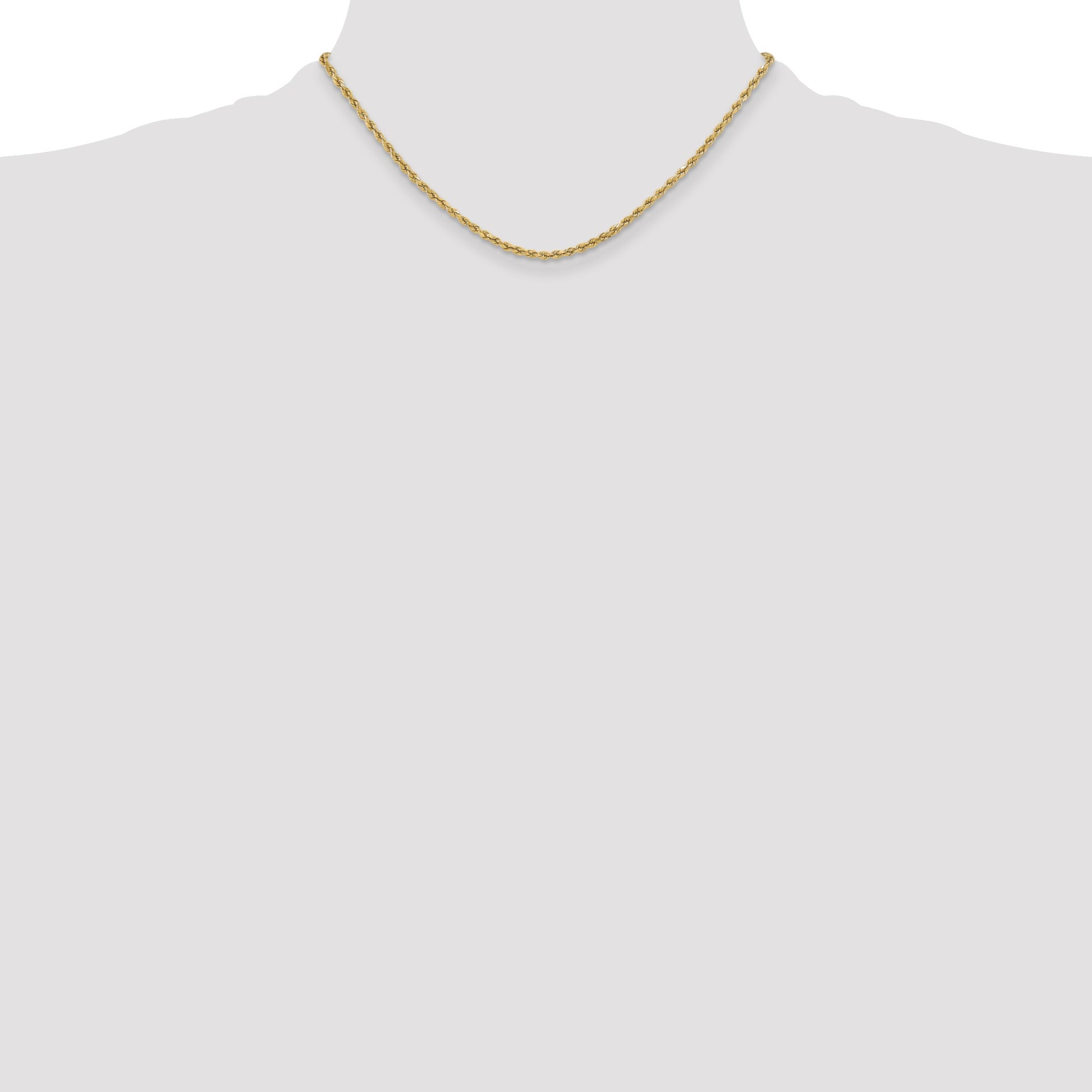 14K 16 inch 3mm Semi Solid Diamond-cut Rope with Lobster Clasp Chain