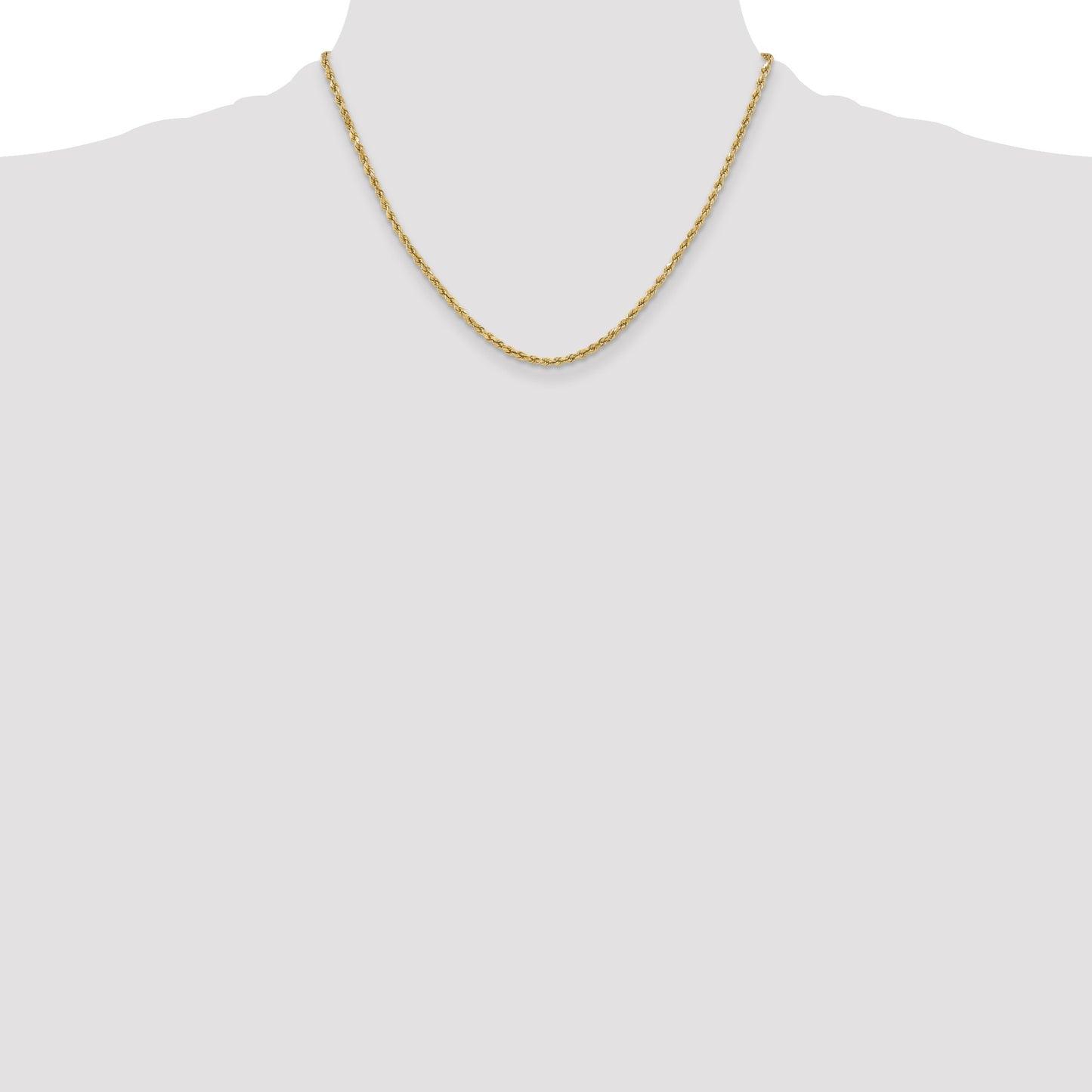 14K 18 inch 3mm Semi Solid Diamond-cut Rope with Lobster Clasp Chain