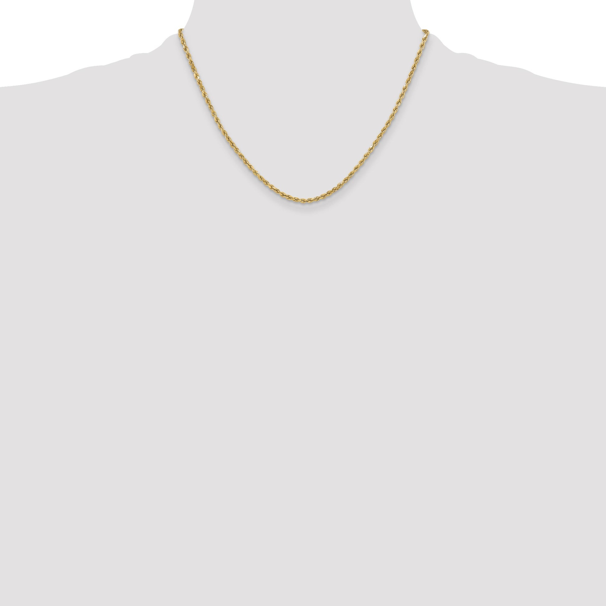 14K 18 inch 3mm Semi Solid Diamond-cut Rope with Lobster Clasp Chain
