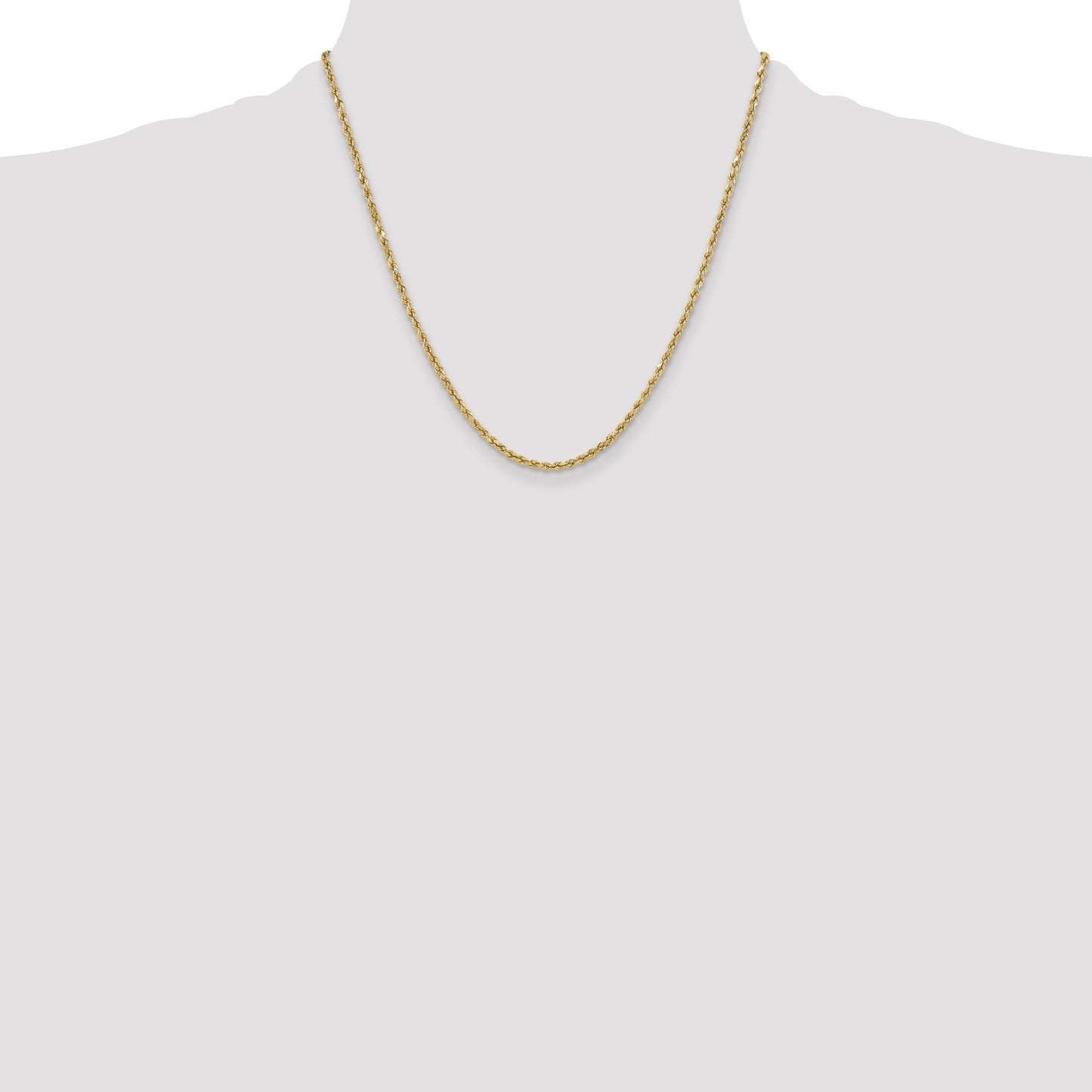 14K 20 inch 3mm Semi Solid Diamond-cut Rope with Lobster Clasp Chain