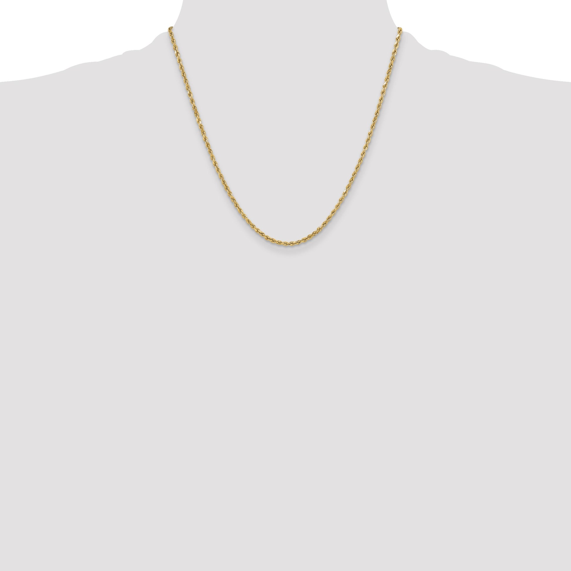 14K 20 inch 3mm Semi Solid Diamond-cut Rope with Lobster Clasp Chain