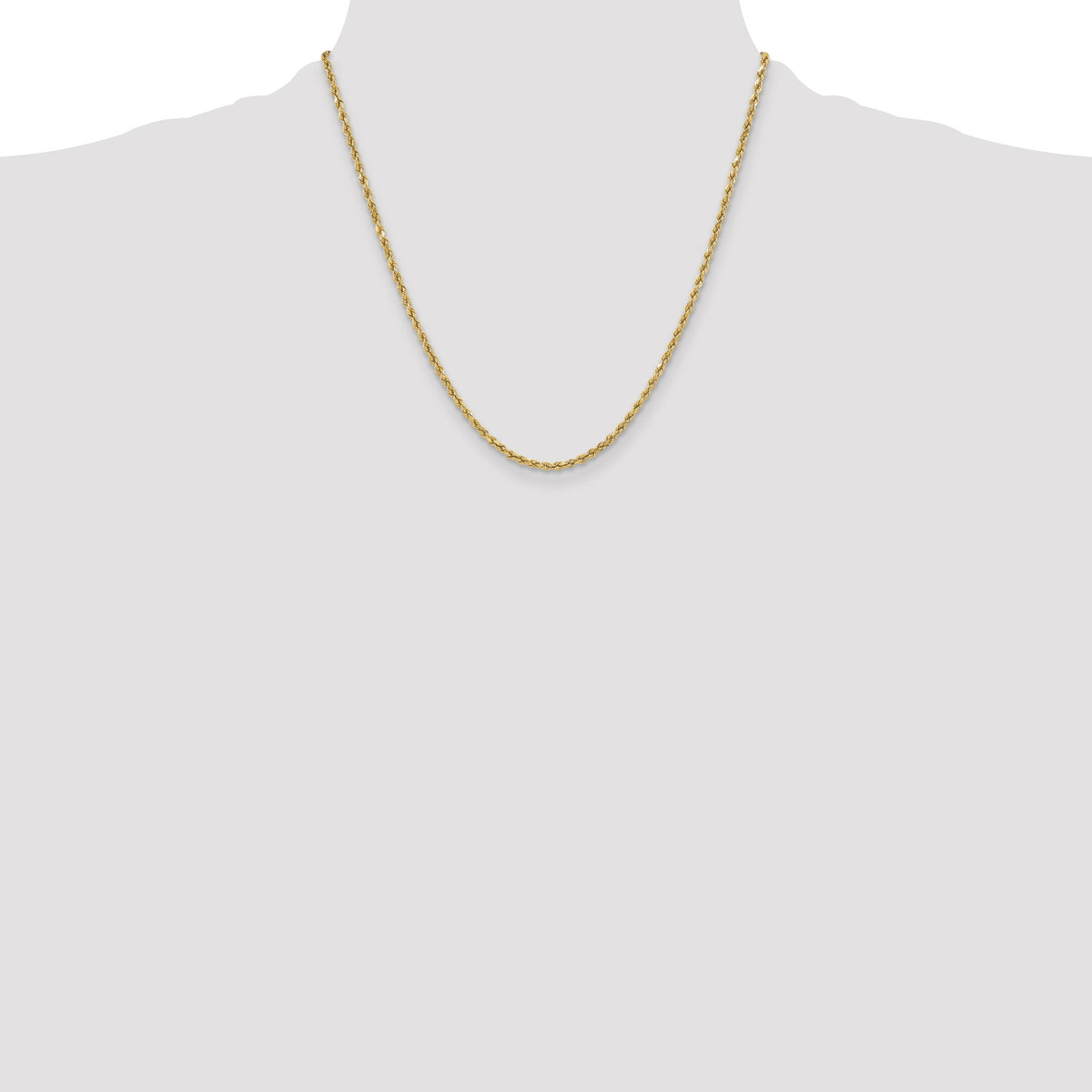 14K 20 inch 3mm Semi Solid Diamond-cut Rope with Lobster Clasp Chain
