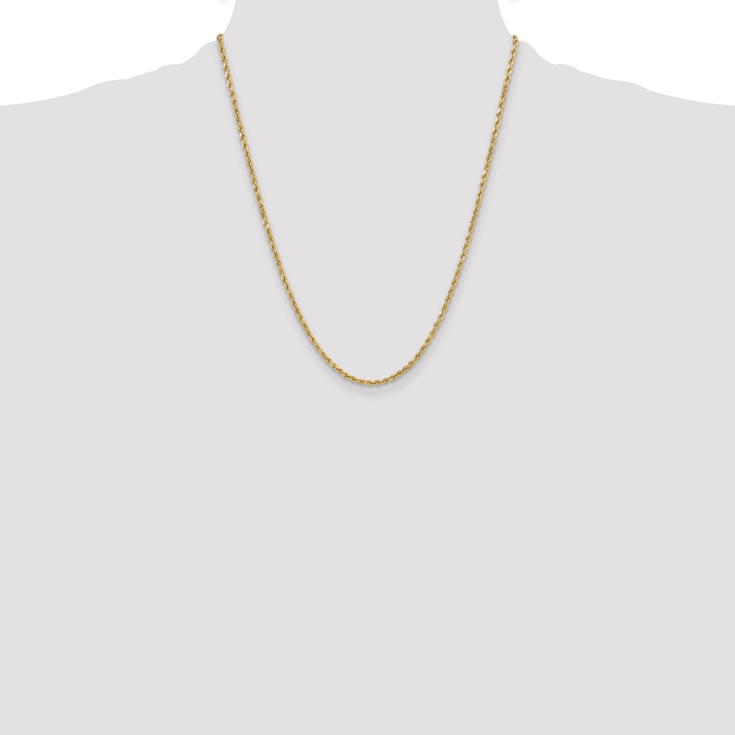 14K 22 inch 3mm Semi Solid Diamond-cut Rope with Lobster Clasp Chain