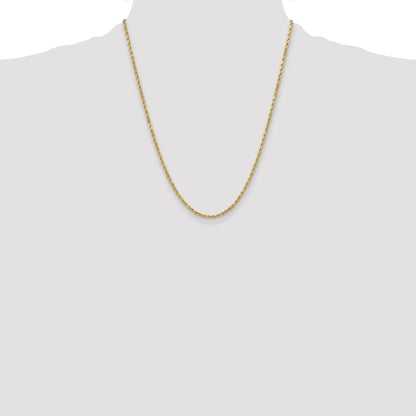 14K 22 inch 3mm Semi Solid Diamond-cut Rope with Lobster Clasp Chain