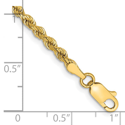 14K 8 inch 3mm Semi Solid Diamond-cut Rope with Lobster Clasp Chain