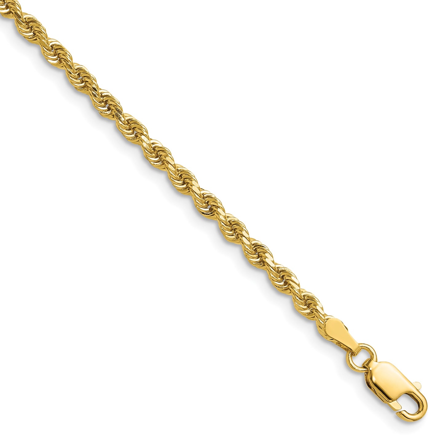 14K 18 inch 3mm Semi Solid Diamond-cut Rope with Lobster Clasp Chain