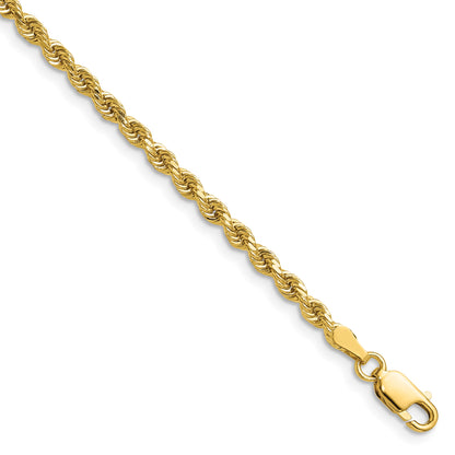 14K 22 inch 3mm Semi Solid Diamond-cut Rope with Lobster Clasp Chain