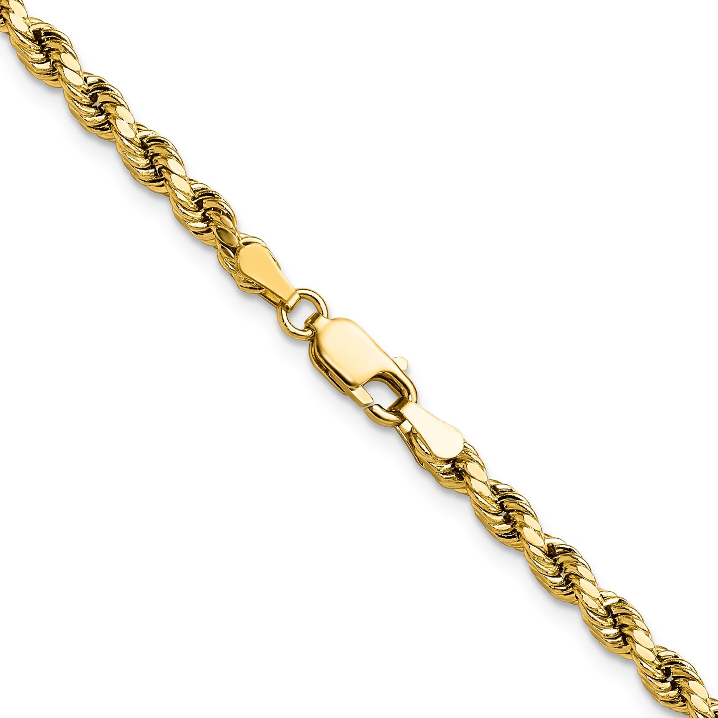 14K 16 inch 3.5mm Semi Solid Diamond-cut Rope with Lobster Clasp Chain