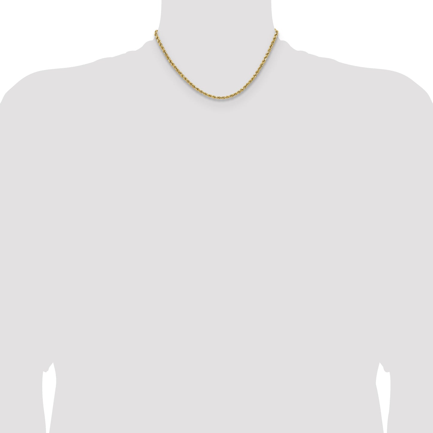 14K 16 inch 3.5mm Semi Solid Diamond-cut Rope with Lobster Clasp Chain