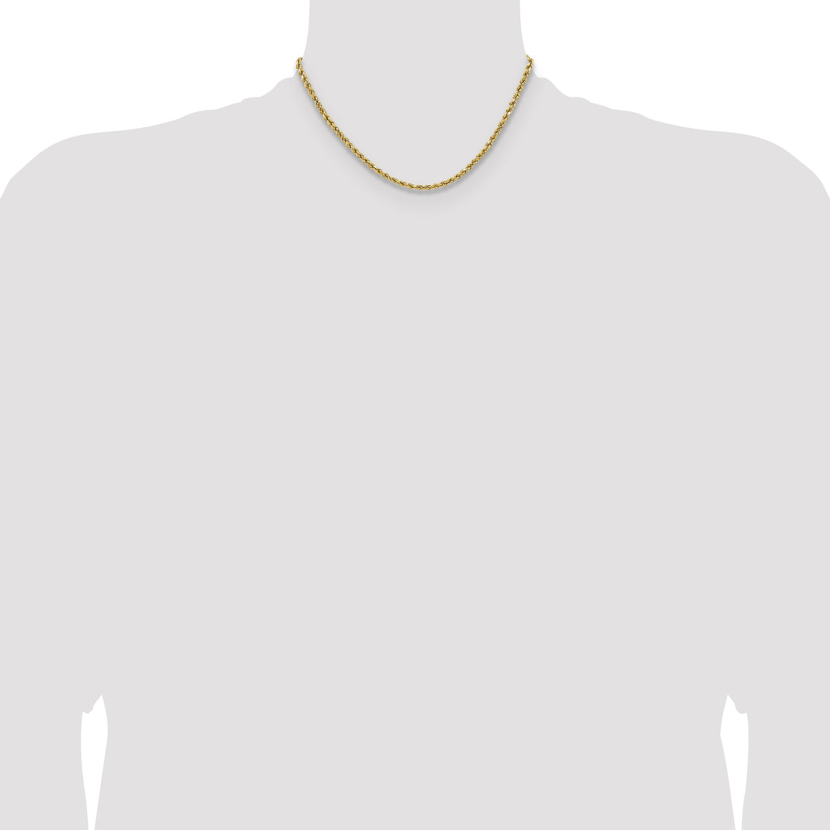 14K 16 inch 3.5mm Semi Solid Diamond-cut Rope with Lobster Clasp Chain