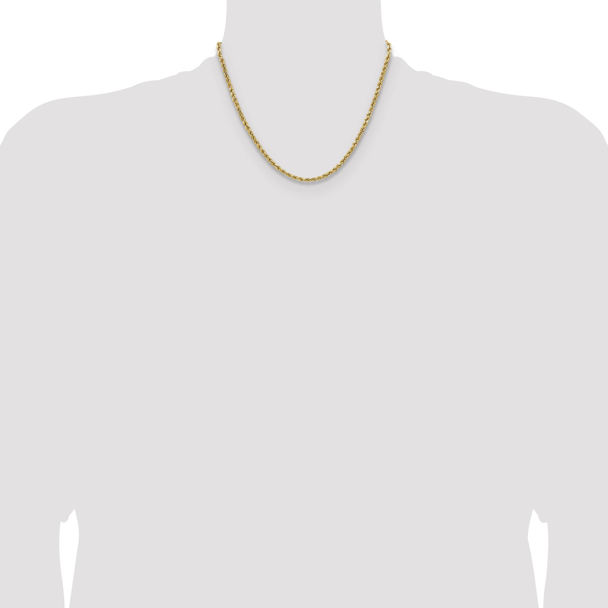 14K 18 inch 3.5mm Semi Solid Diamond-cut Rope with Lobster Clasp Chain