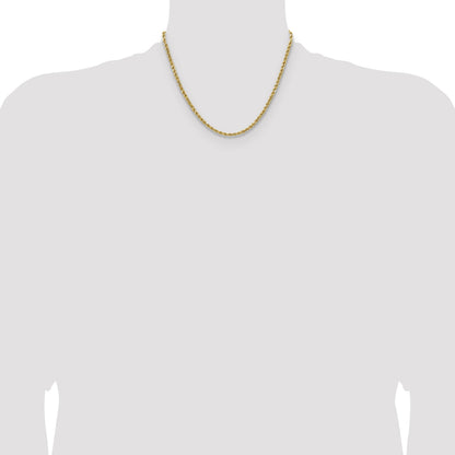 14K 18 inch 3.5mm Semi Solid Diamond-cut Rope with Lobster Clasp Chain