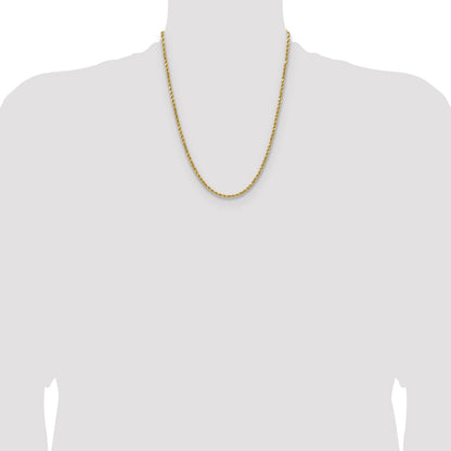 14K 22 inch 3.5mm Semi Solid Diamond-cut Rope with Lobster Clasp Chain
