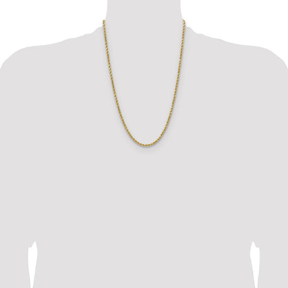 14K 24 inch 3.5mm Semi Solid Diamond-cut Rope with Lobster Clasp Chain