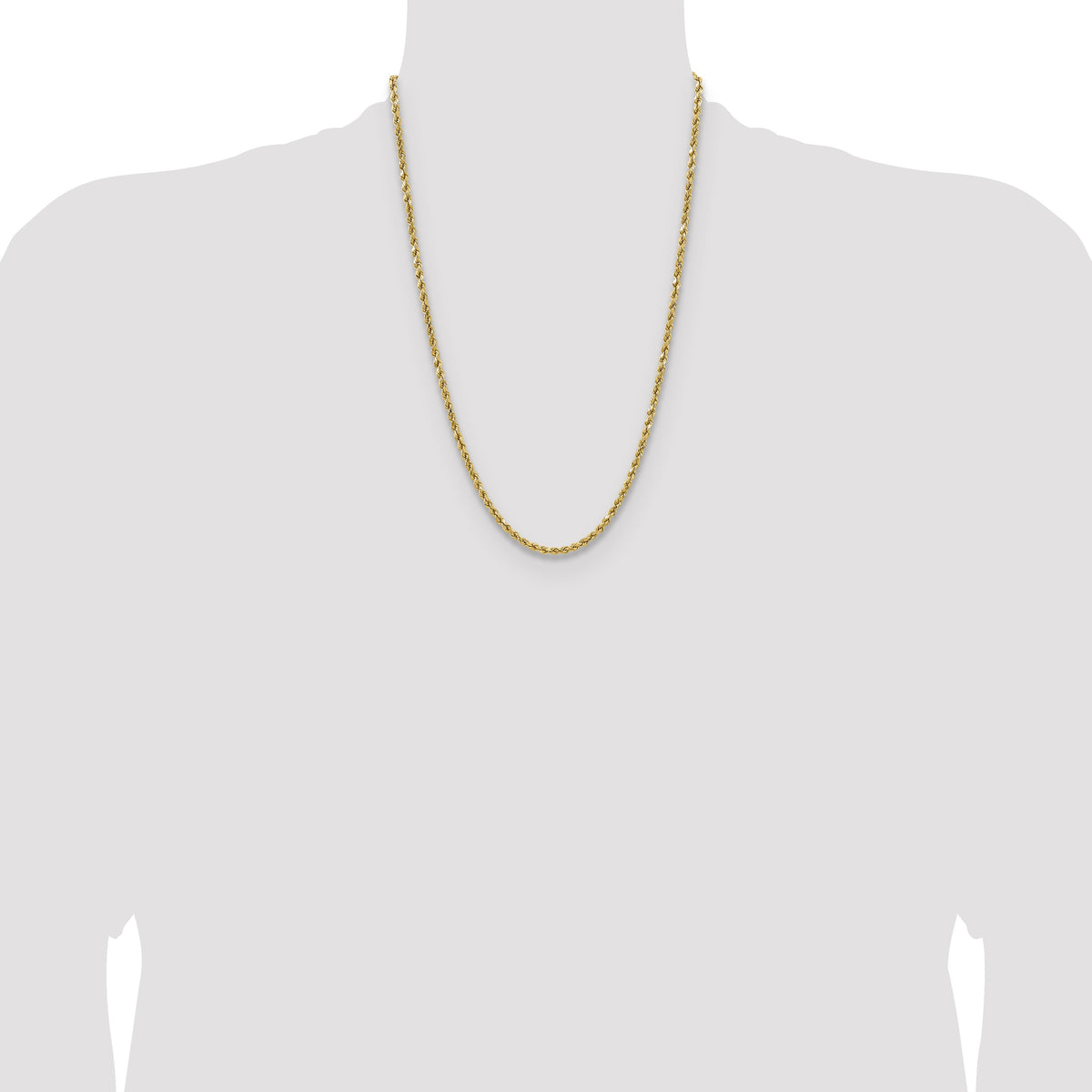 14K 24 inch 3.5mm Semi Solid Diamond-cut Rope with Lobster Clasp Chain