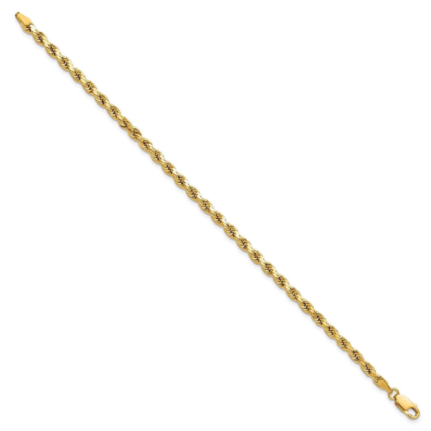 14K 7 inch 3.5mm Semi Solid Diamond-cut Rope with Lobster Clasp Chain