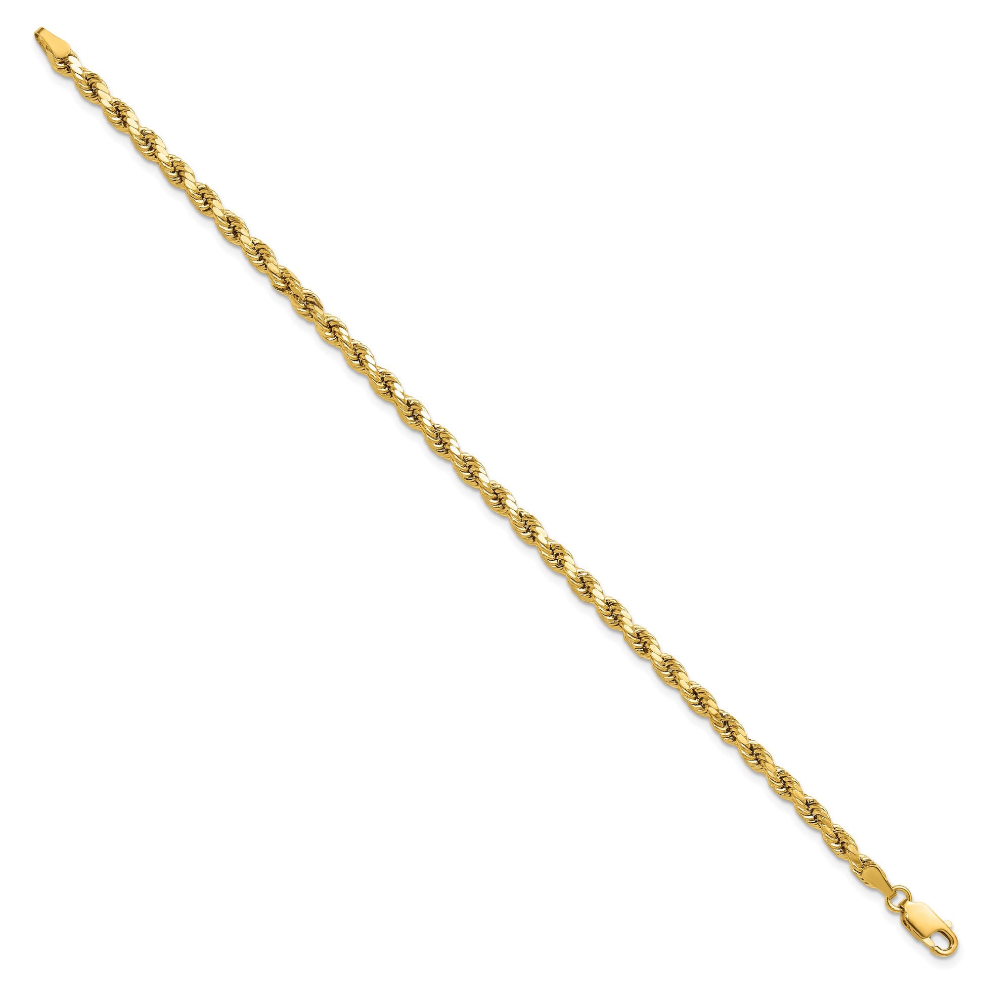 14K 7 inch 3.5mm Semi Solid Diamond-cut Rope with Lobster Clasp Chain