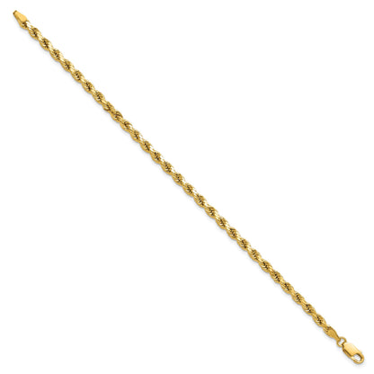 14K 7 inch 3.5mm Semi Solid Diamond-cut Rope with Lobster Clasp Chain