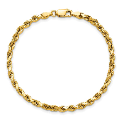 14K 7 inch 3.5mm Semi Solid Diamond-cut Rope with Lobster Clasp Chain