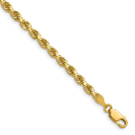 14K 24 inch 3.5mm Semi Solid Diamond-cut Rope with Lobster Clasp Chain