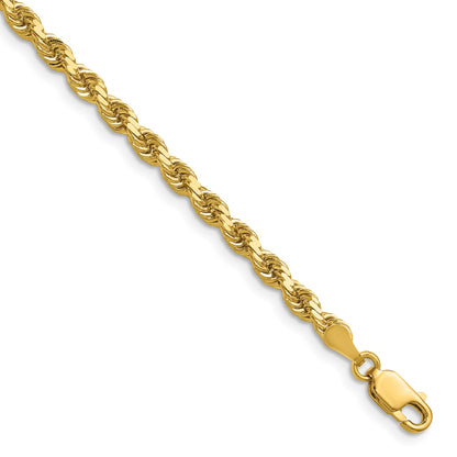 14K 22 inch 3.5mm Semi Solid Diamond-cut Rope with Lobster Clasp Chain