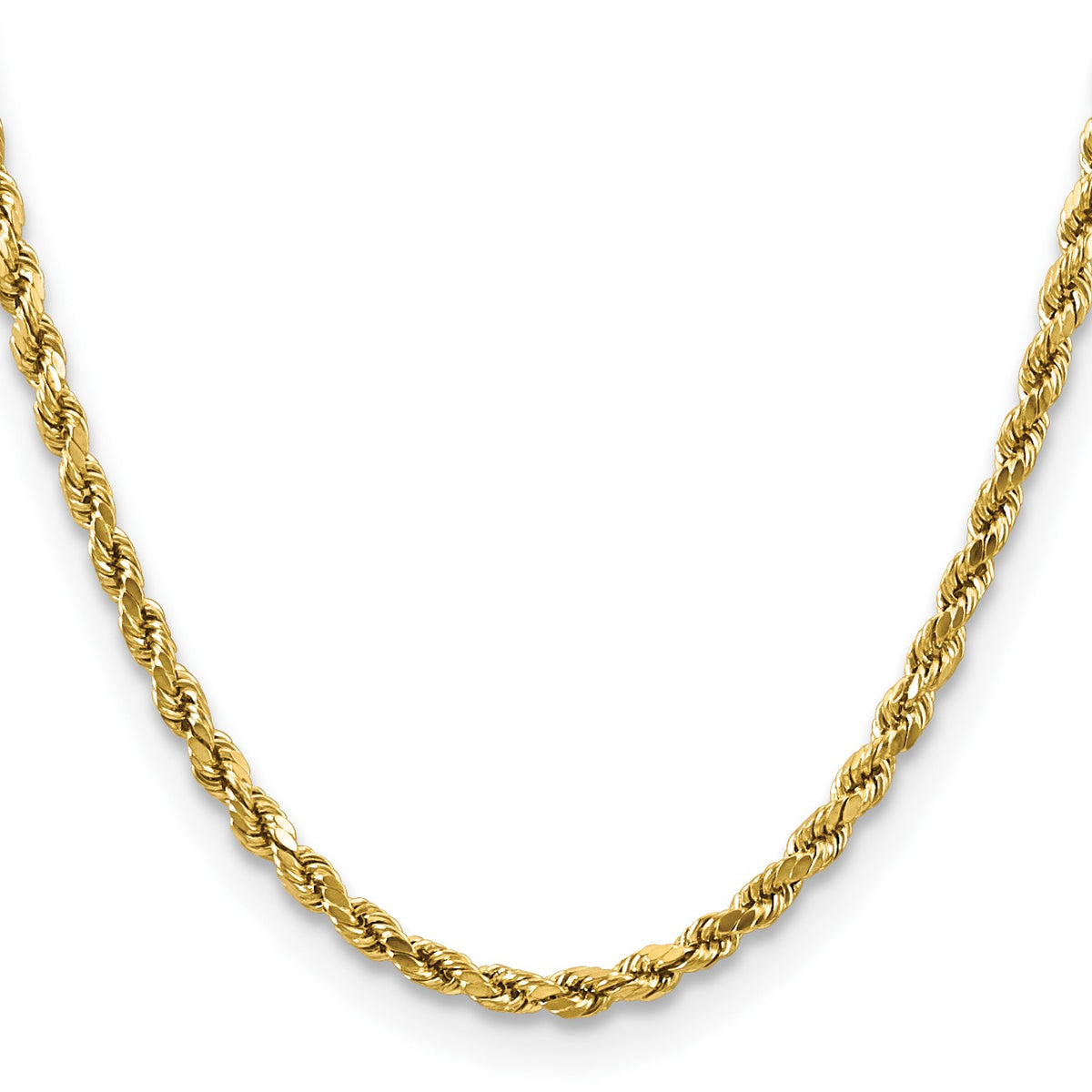 14K 20 inch 4mm Semi Solid Diamond-cut Rope with Lobster Clasp Chain