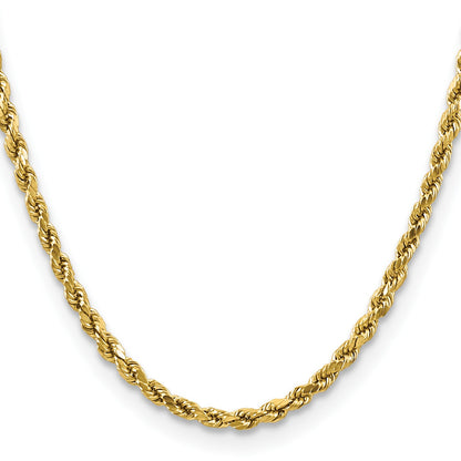 14K 20 inch 4mm Semi Solid Diamond-cut Rope with Lobster Clasp Chain