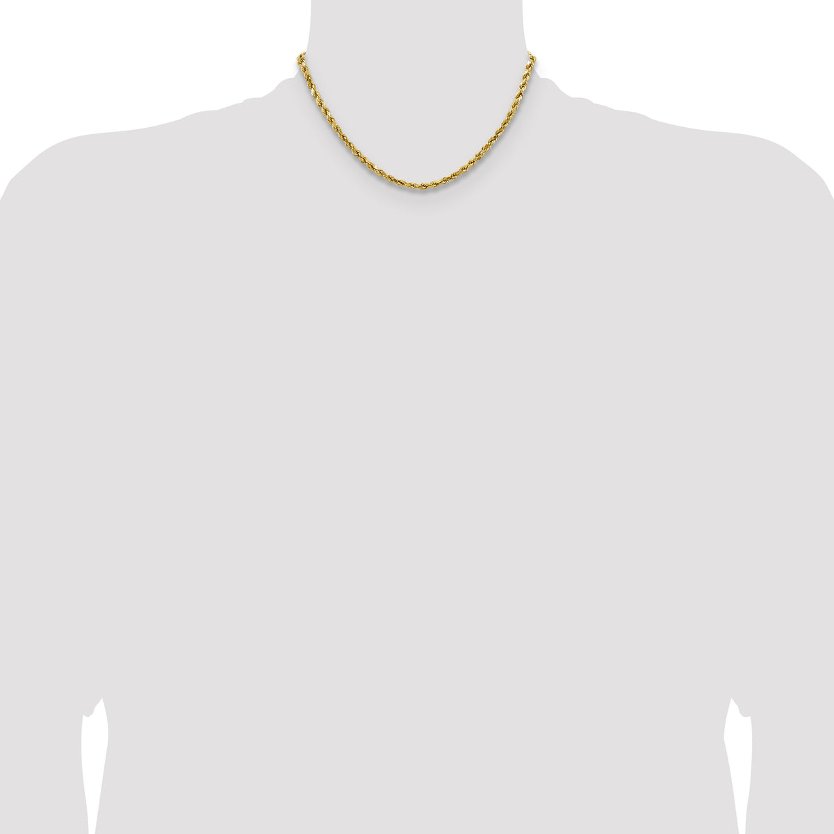 14K 16 inch 4mm Semi Solid Diamond-cut Rope with Lobster Clasp Chain