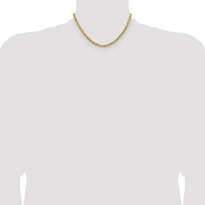 14K 16 inch 4mm Semi Solid Diamond-cut Rope with Lobster Clasp Chain