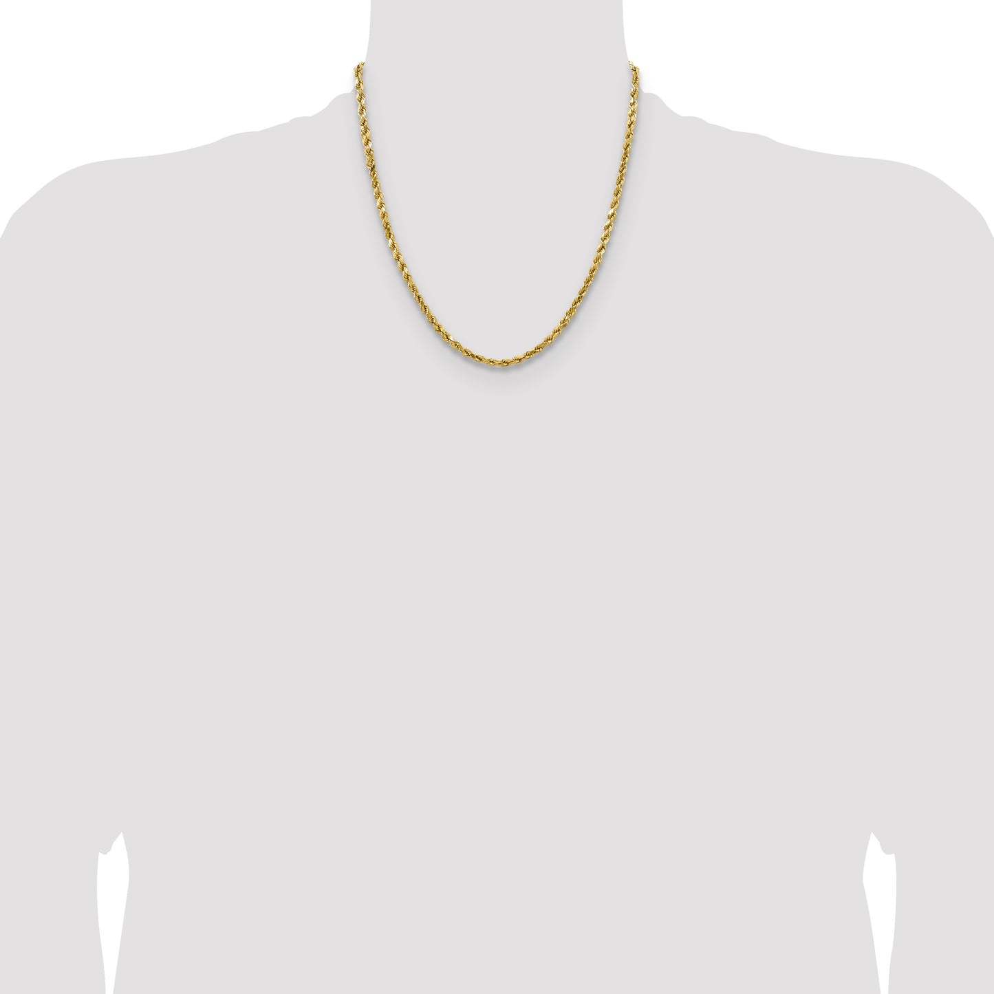 14K 20 inch 4mm Semi Solid Diamond-cut Rope with Lobster Clasp Chain