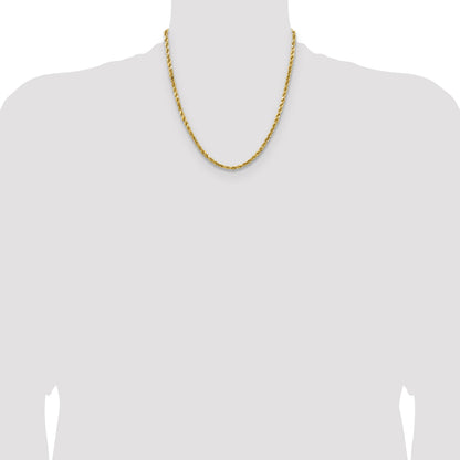 14K 20 inch 4mm Semi Solid Diamond-cut Rope with Lobster Clasp Chain