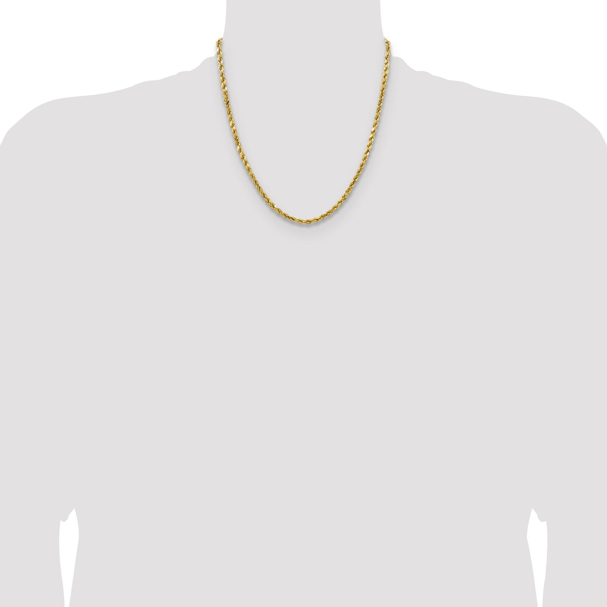 14K 20 inch 4mm Semi Solid Diamond-cut Rope with Lobster Clasp Chain