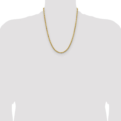 14K 22 inch 4mm Semi Solid Diamond-cut Rope with Lobster Clasp Chain