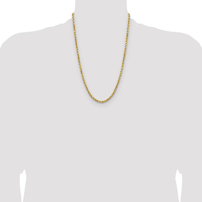 14K 24 inch 4mm Semi Solid Diamond-cut Rope with Lobster Clasp Chain