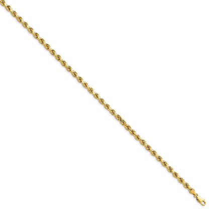 14K 8 inch 4mm Semi Solid Diamond-cut Rope with Lobster Clasp Chain