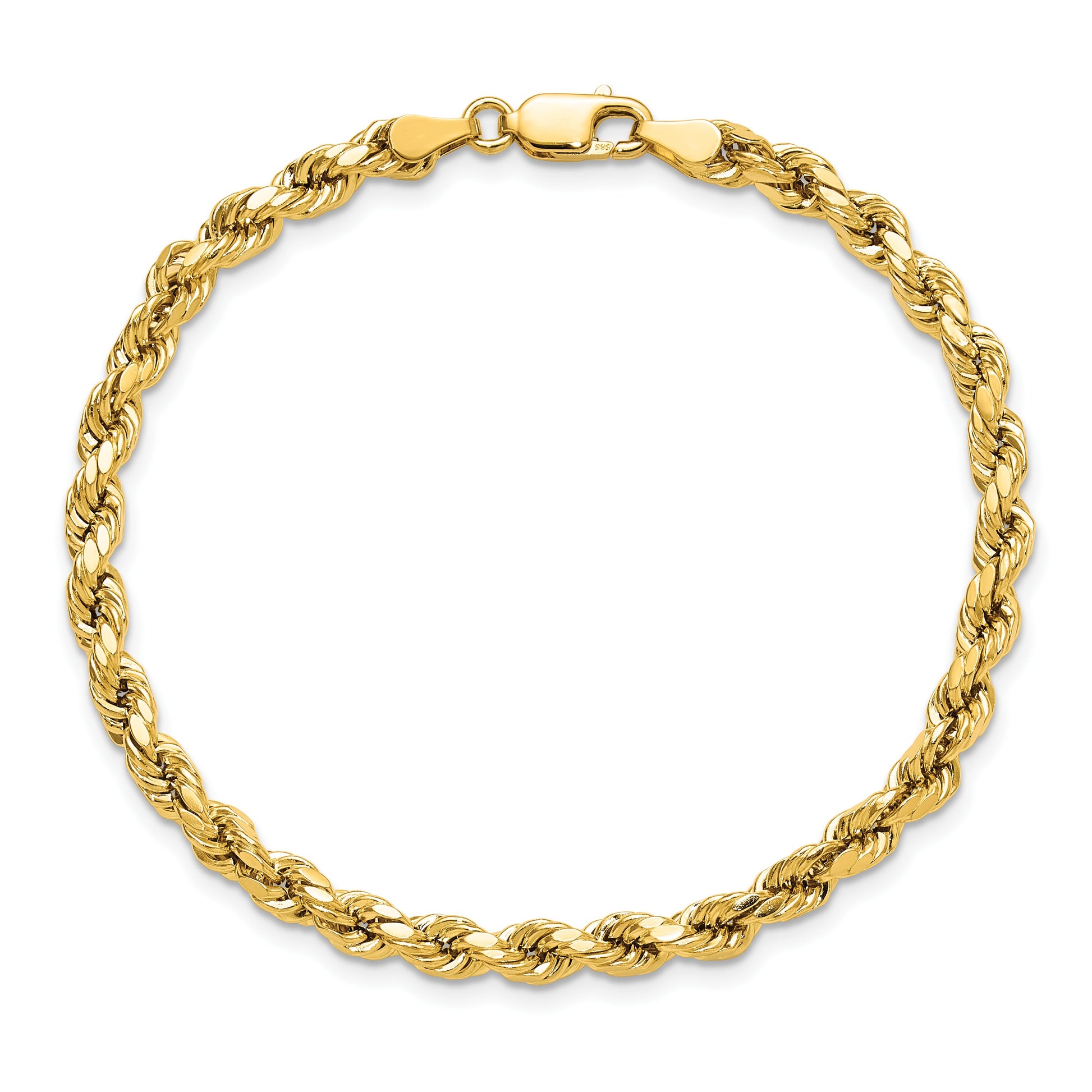 14K 8 inch 4mm Semi Solid Diamond-cut Rope with Lobster Clasp Chain