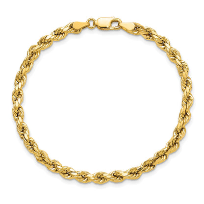 14K 8 inch 4mm Semi Solid Diamond-cut Rope with Lobster Clasp Chain