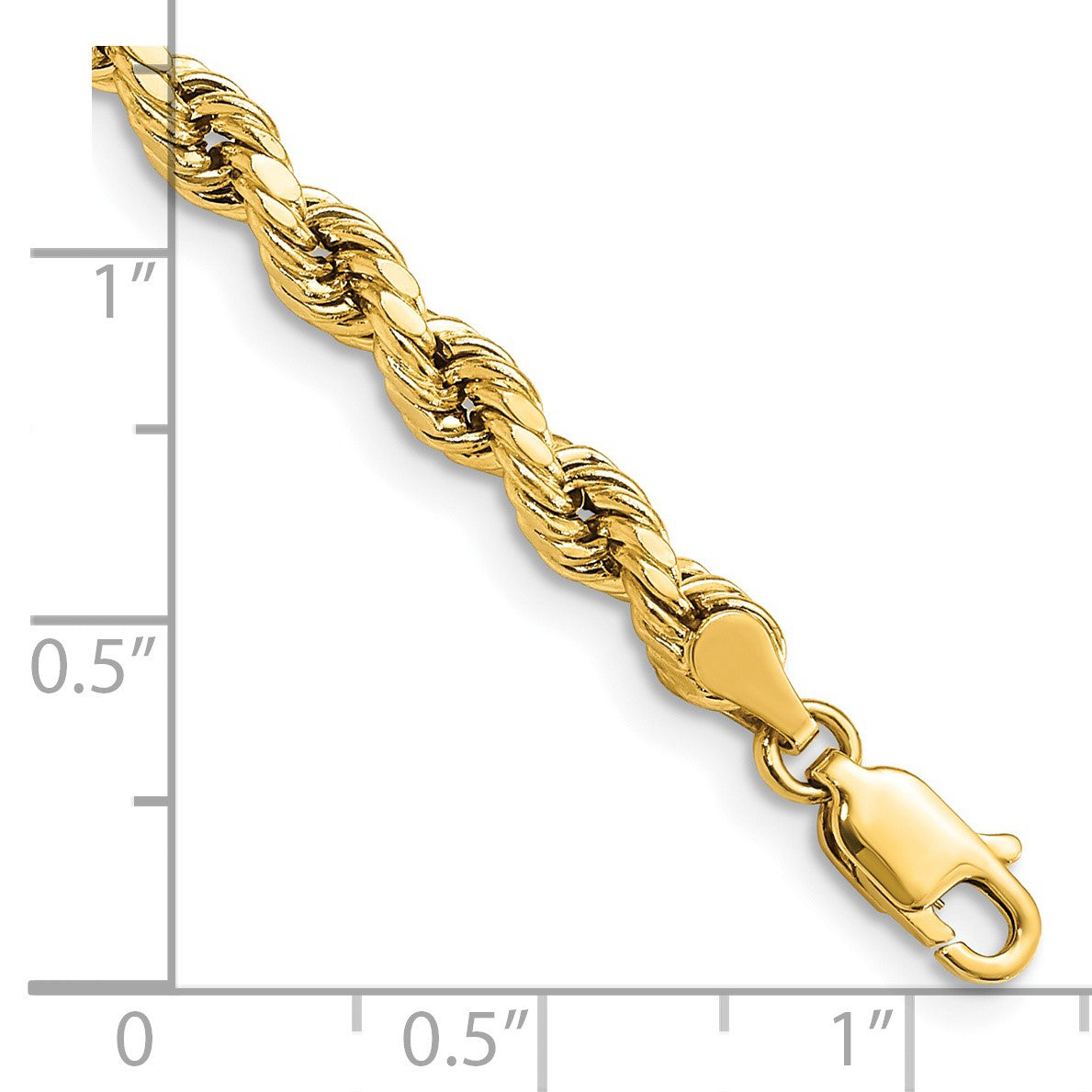 14K 8 inch 4mm Semi Solid Diamond-cut Rope with Lobster Clasp Chain