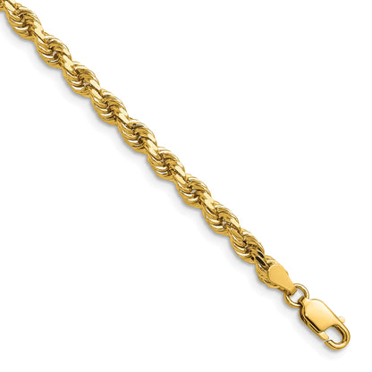 14K 24 inch 4mm Semi Solid Diamond-cut Rope with Lobster Clasp Chain