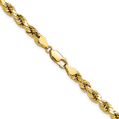 14K 20 inch 4.9mm Semi Solid Diamond-cut Rope with Lobster Clasp Chain