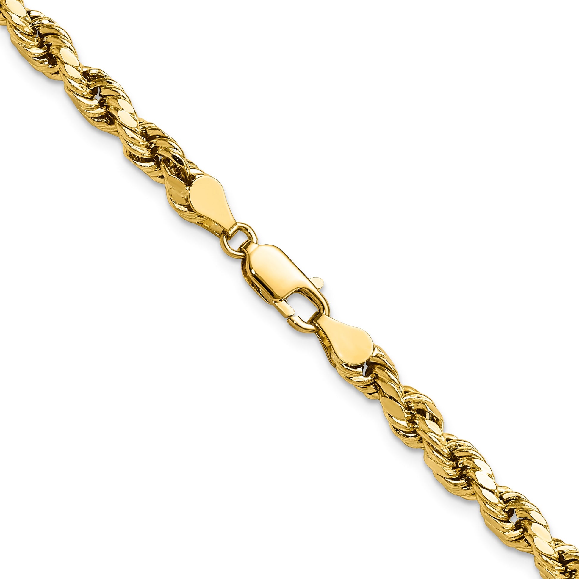 14K 18 inch 4.9mm Semi Solid Diamond-cut Rope with Lobster Clasp Chain